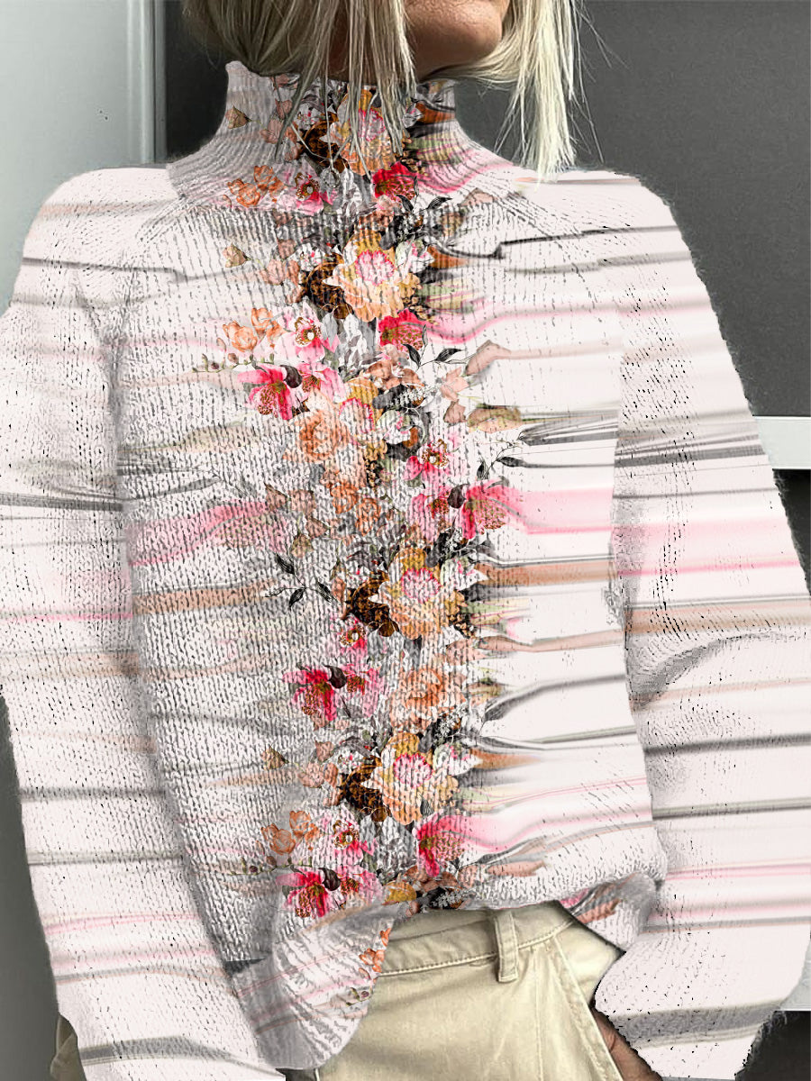 Women's Pale Pink Floral Elegant Knit