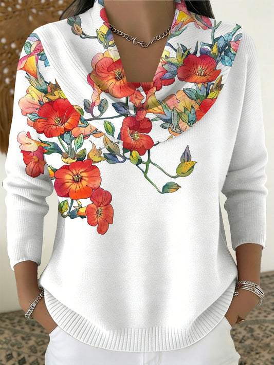 Women's Sweater With Israeli National Flower (Anemone) Print