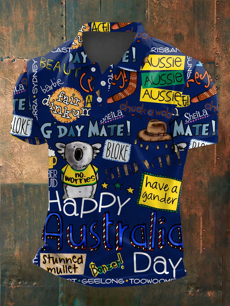 Men's Happy Australia Day polo shirt