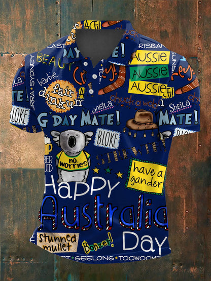 Men's Happy Australia Day polo shirt