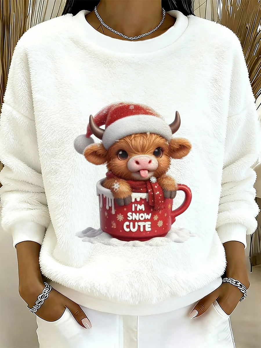 Women's Highland Cow Animal Print Flannel Sweatshirt