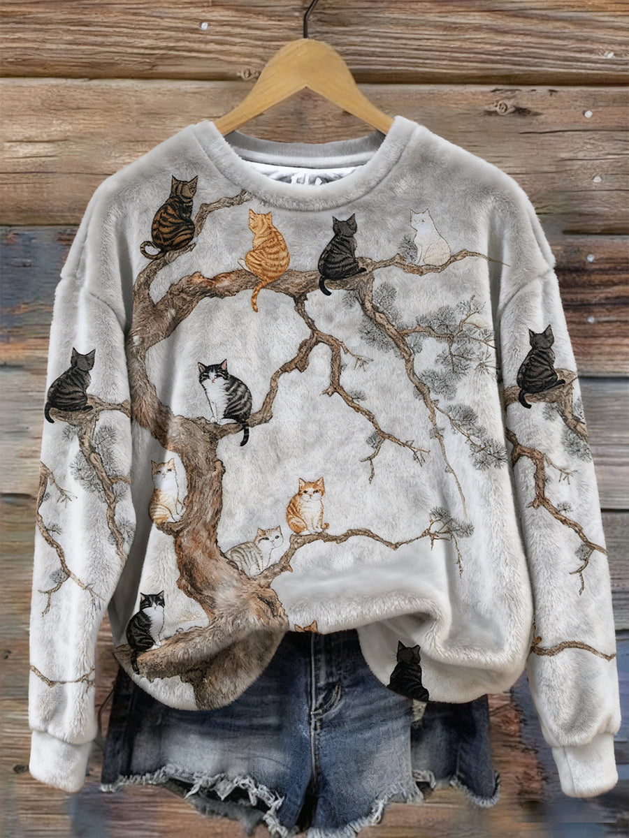 Women's Cat Print Casual Sweatshirt