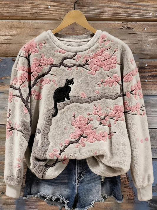 Women's Cat Print Casual Sweatshirt