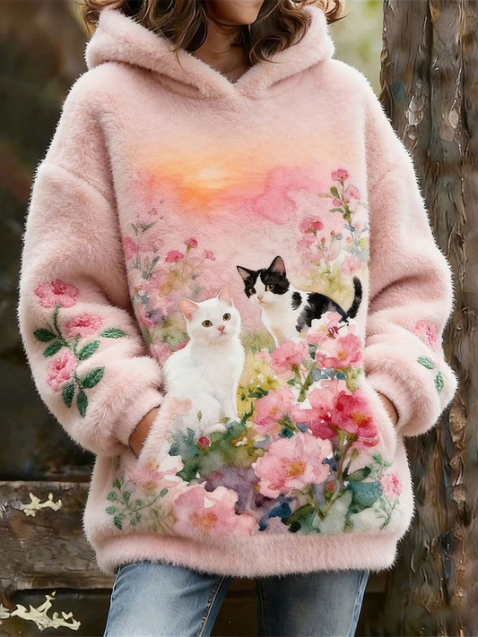 Women's Cat Flannel Hoodies