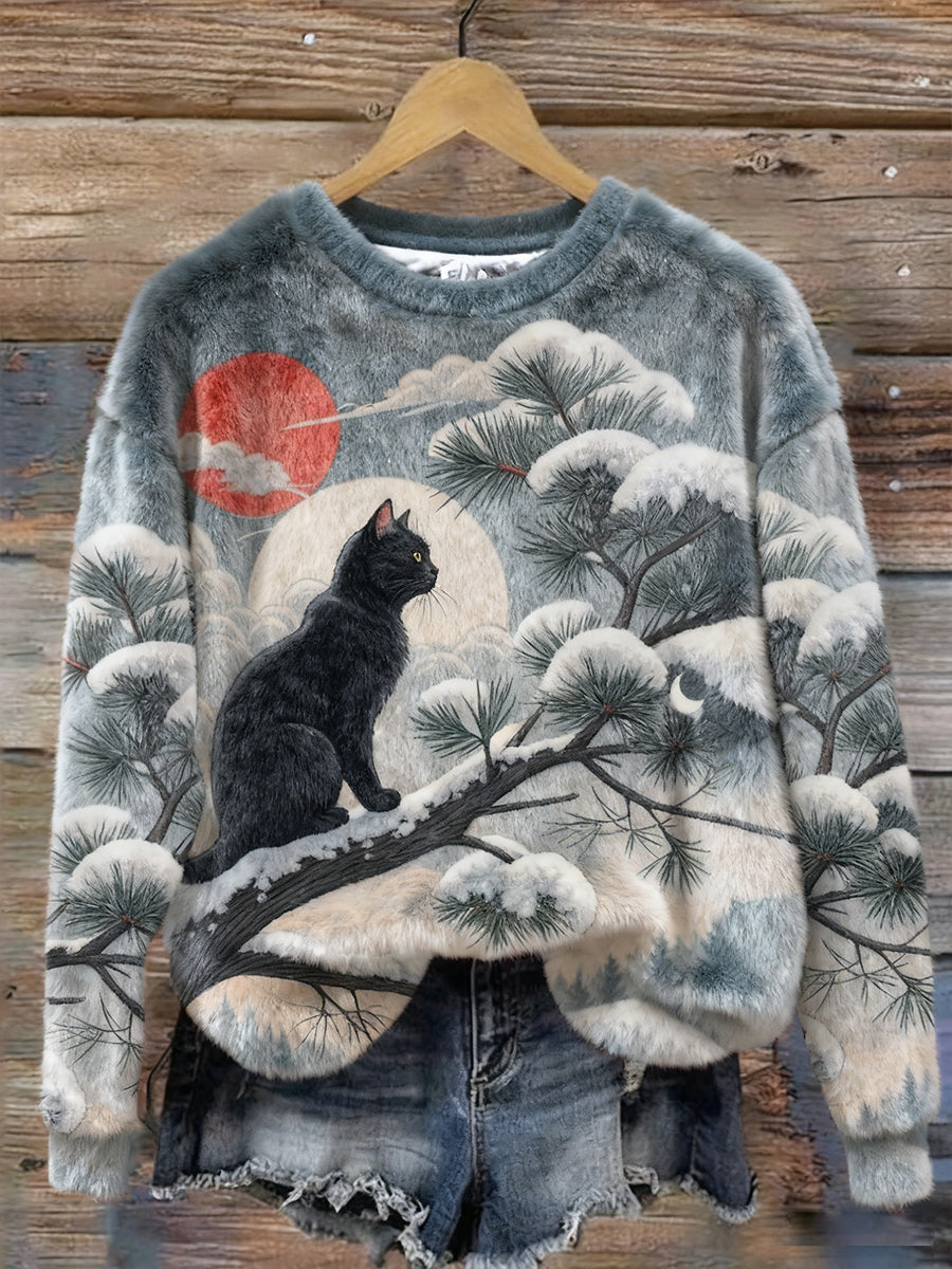 Women's Cat Print Casual Sweatshirt