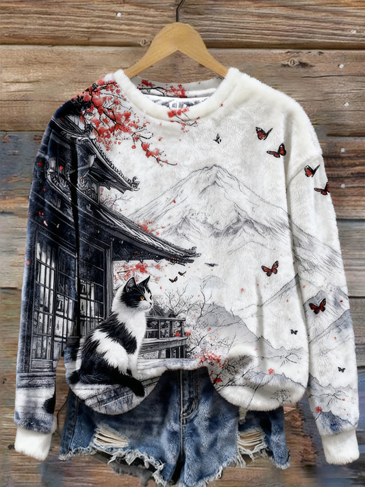 Women's Cat Print Casual Sweatshirt