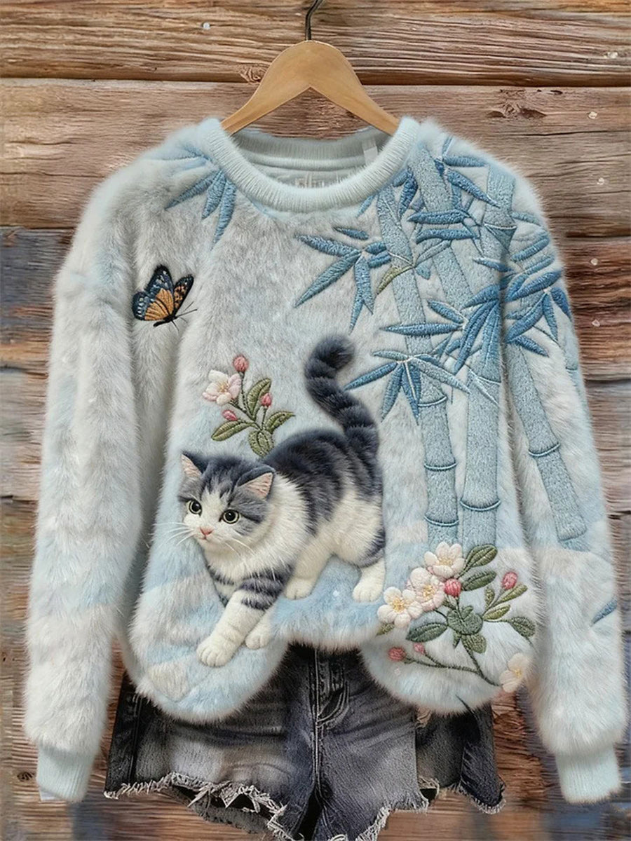 Women's Cat Print Casual Sweatshirt